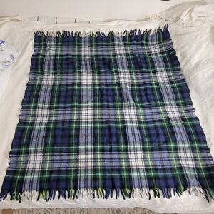 VTG Faribo Faribault Woolen Mill Wool Blanket‎ Tartan Plaid Made USA Initial "L"